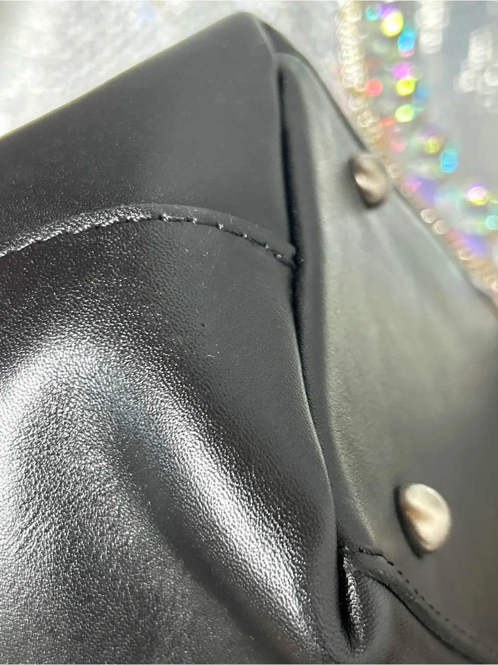 Patricia Nash Black Leather Embroidered Noto Tote Bag